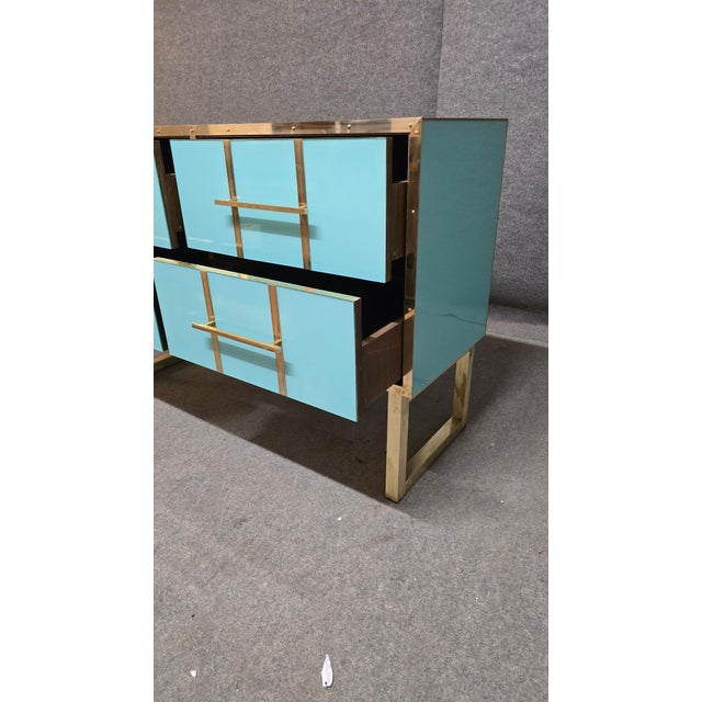 Azure Murano Glass and Brass Chest of Drawers from Justfurnituress SRL For Sale - Image 6 of 10