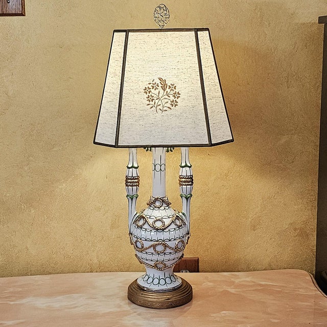 Vintage 1950s–60s Capodimonte / Neoclassical Table Lamp – Signed “Dj Italy 54/D” – 30" For Sale - Image 11 of 18