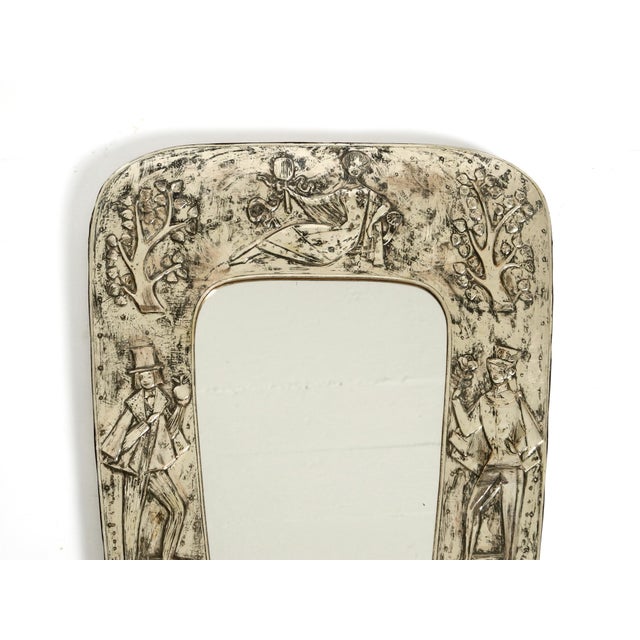 Mid-Century Modern Wall Mirror with Silver-Plated Frame, 1950s For Sale - Image 6 of 18