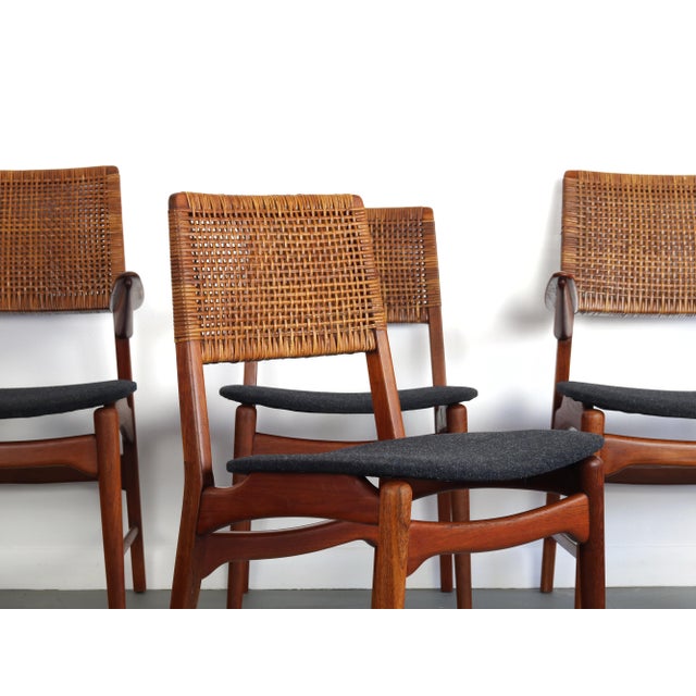 Teak and Cane Vintage Dining Chairs by E Knudsen for Jensen & Lykkegaard - Set of 4 For Sale In Orlando - Image 6 of 8