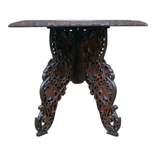 1900s Carved Teak Anglo-Indian Campaign Table For Sale