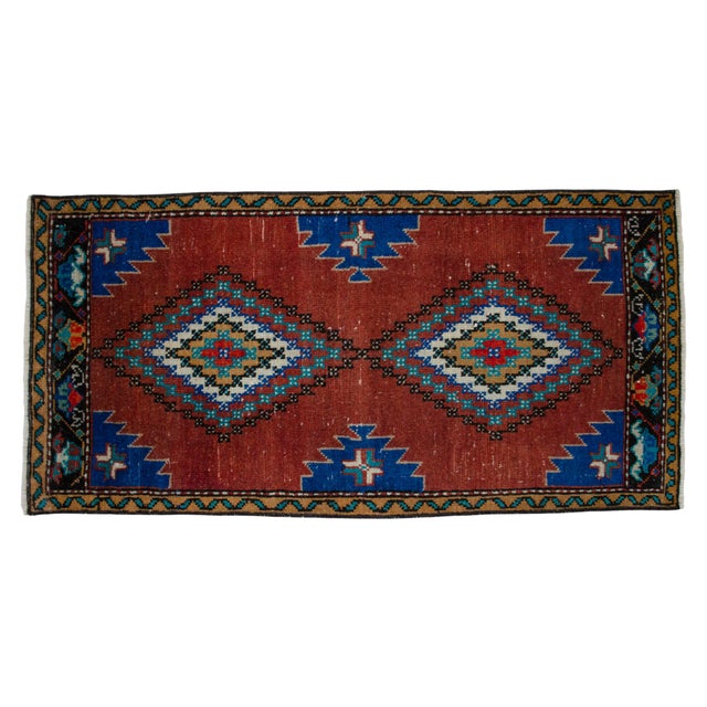 1970s 1970s Vintage Hand Knotted Small Rug For Sale - Image 5 of 9