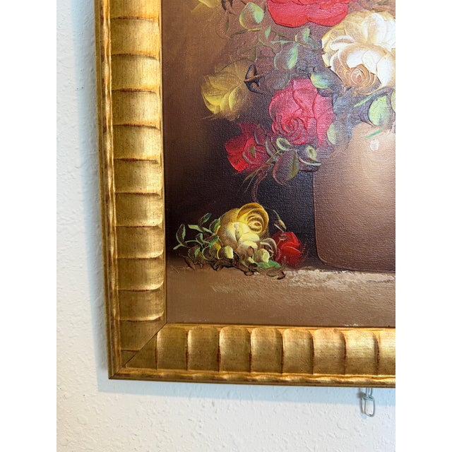 Vintage Floral Still Life Oil Painting Roses Signed Framed Classic Bouquet For Sale In Jacksonville, FL - Image 6 of 8