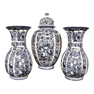 Antique Three-Piece Blue & White Garniture From Delfts
