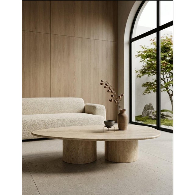 Stone Oval Table in Roman Travertine Marble by Andrea Grasso For Sale - Image 7 of 8