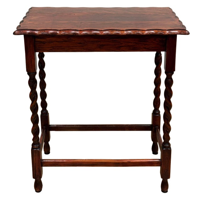 English Antique English Oak Barley Twist Pie Crust Top Side Table For Sale - Image 3 of 12