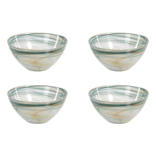 Lagoon 4-Inch Tall Alabaster Glass Bowls, Set of 4 For Sale