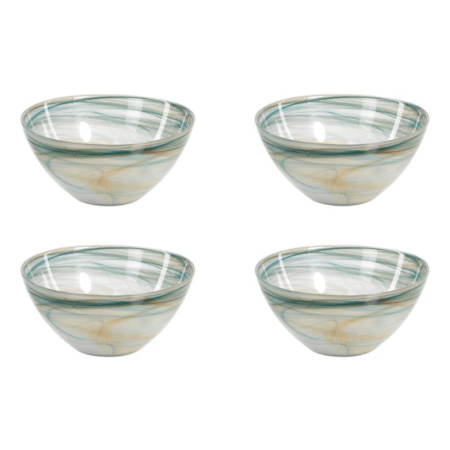 Lagoon 4-Inch Tall Alabaster Glass Bowls, Set of 4 For Sale