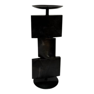 1990s R & Y Augousti Black Pen Shell Candle Holder Pricket For Sale