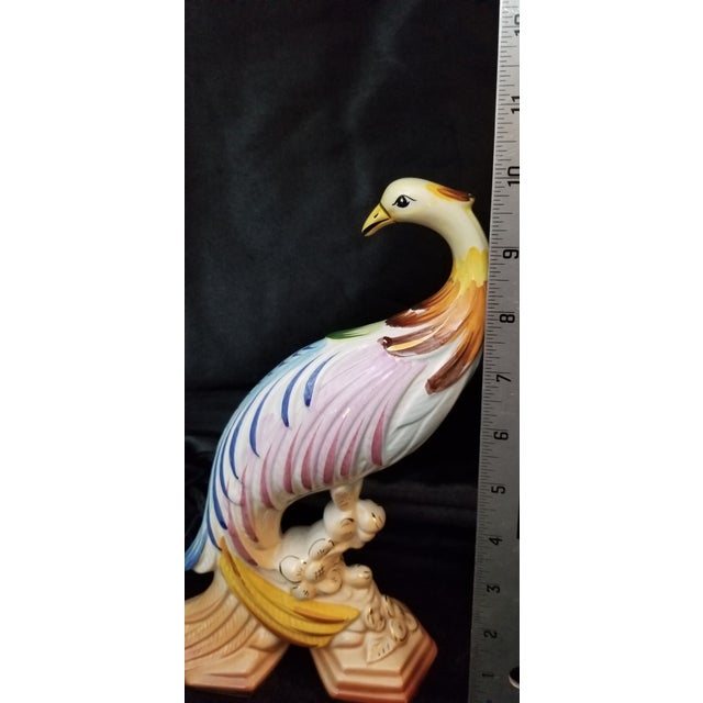 Vintage MCM Hand Painted, Portuguese Pereiras Birds Pheasants Figurine-Set of 2 For Sale In Dallas - Image 6 of 7