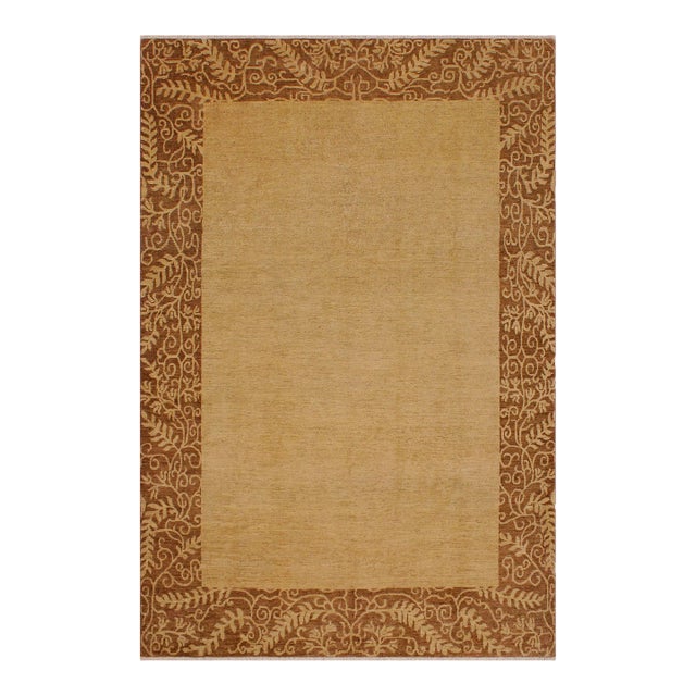 1980s Bohemian Ziegler Tan Brown Hand-Knotted Wool Rug - 8'10'' X 11'10'' For Sale