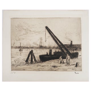 Maximilien Luce, Rotterdam, The Crane (Marine), 1890, Original Etching For Sale