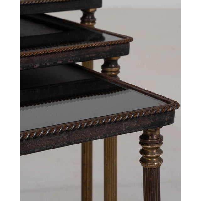 French 19th Century France Red Brass Nesting Table For Sale - Image 3 of 11