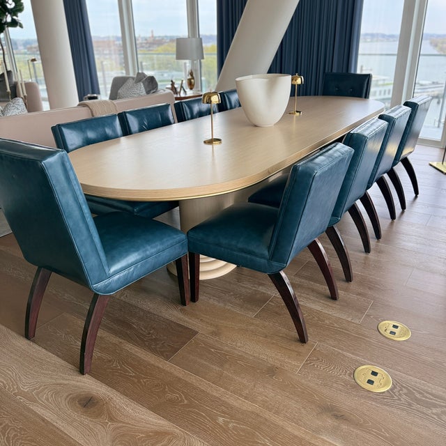 Set of 10 Gilbert Rohde Art Deco Chairs with Rose Tarlow Leather This beautiful vintage set was purchased, refinished and...