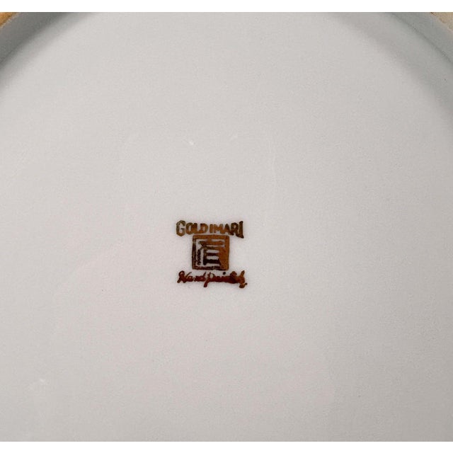 Gold Pair of Vintage Japanese "Gold Imari" Hand-Painted Rickshaw Chargers, 11" For Sale - Image 8 of 8