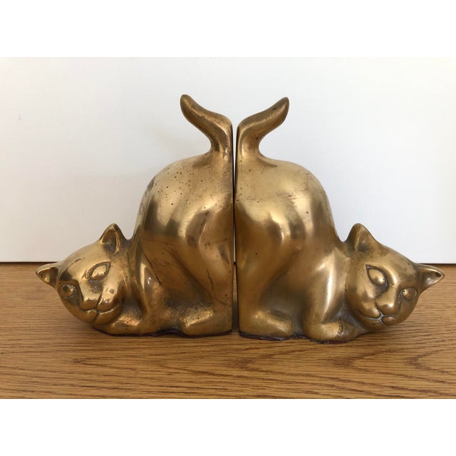 Vintage Brass Cat Bookends Pair Chairish
