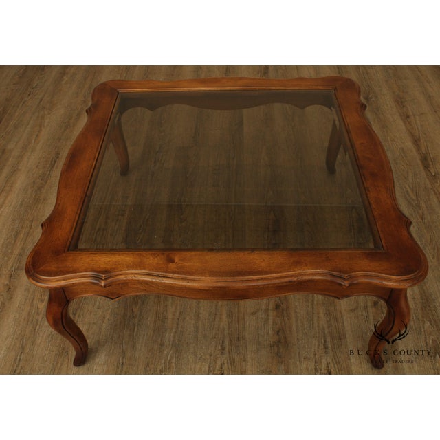 Ethan Allen Country French Solid Maple Square Glass Top Coffee Table Chairish