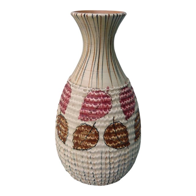 Vintage Fanciullacci Complex Texture Glazed With Sgraffito With Leaves For Sale