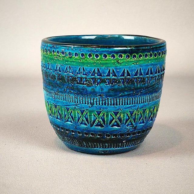 Rimini Blue Flower Pot by Aldo Londi for Bitossi, 1960s For Sale - Image 6 of 6