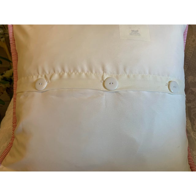Textile Vintage Pair of Pink & White Rose Hand-Embroidered Decorative Pillows For Sale - Image 7 of 12