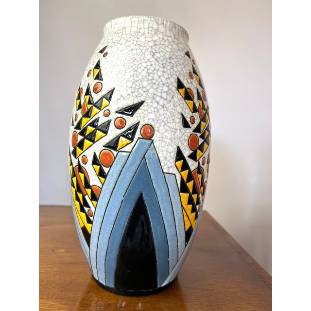 Ceramic Art Deco Vase by Charles Catteau for Boch Frères Keramis, Belgium, 1928 For Sale - Image 7 of 11