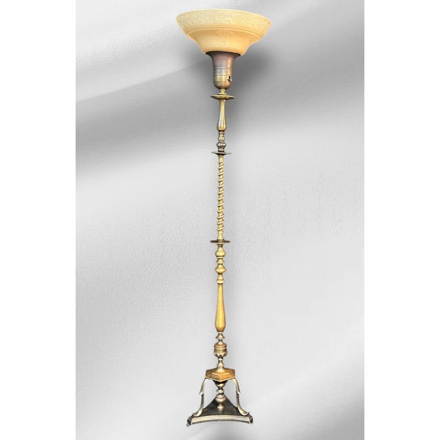 This lamp, likely made in the 1930’s is very rare beacause it’s made almost entirely of bronze. The tripod base has...