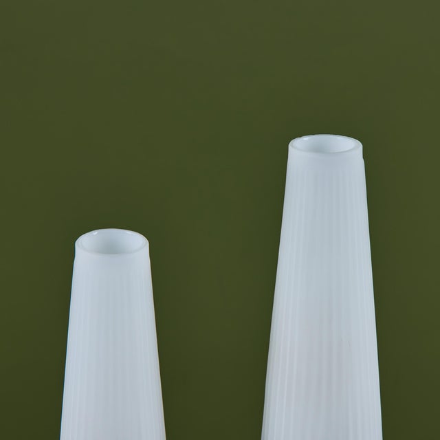 Petite Milk Glass Table Lamp With Pedestal Base For Sale - Image 15 of 16