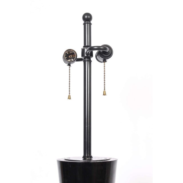 1950s James Mont Carved Black Ebonized Wood Table Lamp For Sale - Image 9 of 13