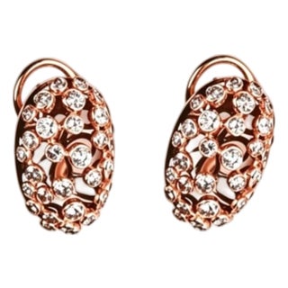 Mid 20th Century 18k Pink Rose Gold Bezel Set Diamond French Clip Earrings Estate, Pair For Sale