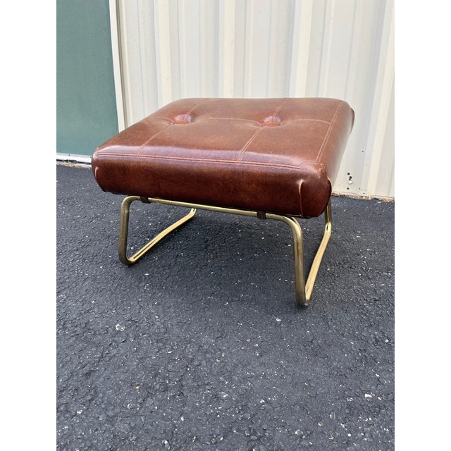 Brown Pearl Wick Leg Lounger- 1960s Adjustable Vinyl Footstool For Sale - Image 8 of 12