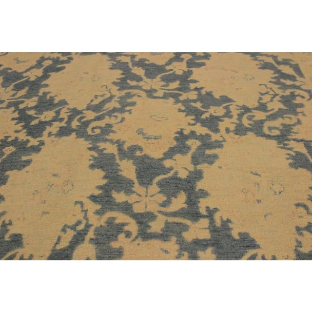 1990s 1990s Shabby Chic Sun-Faded Charcoal/Lt. Tan Hand-Knotted Rug - 7'8 X 9'3 For Sale - Image 5 of 8