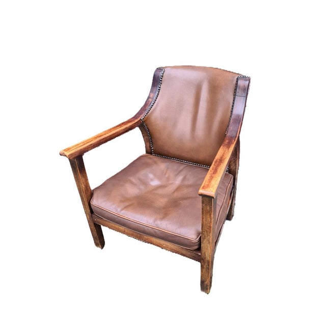 Vintage Chair in Wood and Leather, 1950s For Sale - Image 15 of 15