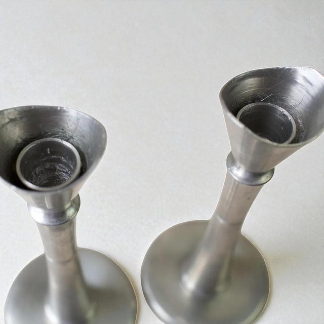 Swedish Pewter Candlesticks from GAB Guldsmedsaktiebolaget, 1940s, Set of 2 For Sale - Image 6 of 12