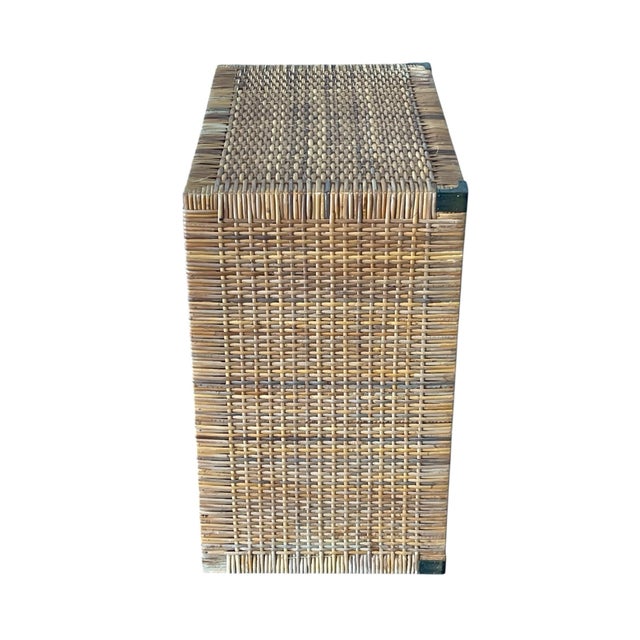 Mid 20th Century Vintage Rattan Two Door Chest, Campaign/ Regency Style, Boho For Sale - Image 5 of 12