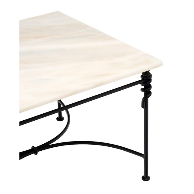 French Vintage French Coffee Table, Iron and Marble For Sale - Image 3 of 9