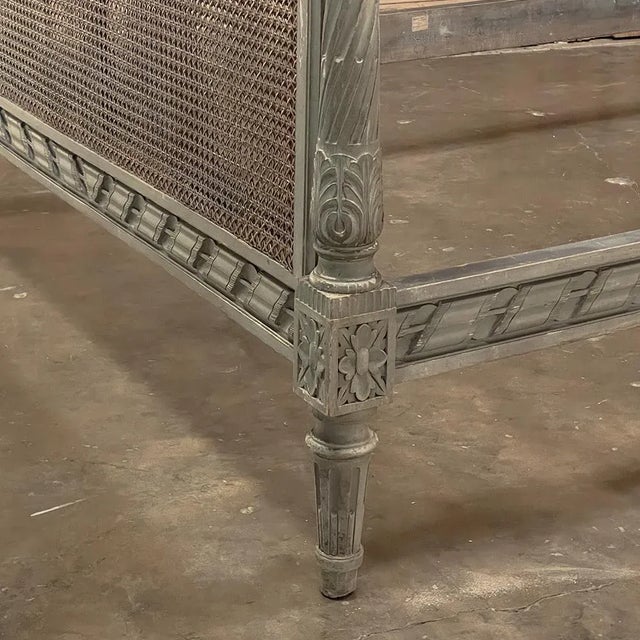 19th Century French Louis XVI Painted Bed With Caning For Sale - Image 10 of 13
