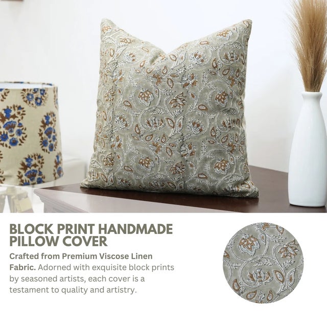 The Saraswati cushion cover embodies grace and wisdom through its intricately hand block printed design, inspired by the...