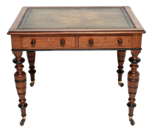 Antique Victorian Leather Top Writing Table, 1880s