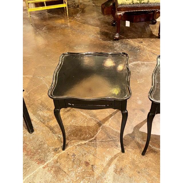 Pair of Vintage French Black Oak Side Tables For Sale - Image 4 of 7