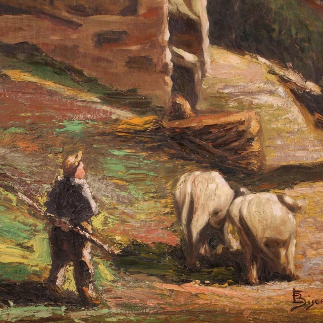 Italian Artist, Landscape with Shepherd, 1950s, Oil Painting on Panel, Framed For Sale - Image 3 of 16