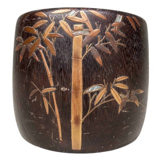 Antique Kiri Maki-E Hibachi in Bamboo, Japan, 1890s For Sale