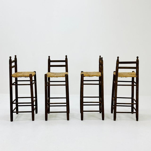 Wood Mid-Century Italian Wicker Bar Stools, 1960s For Sale - Image 7 of 11