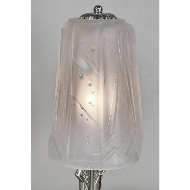 Metal Muller Freres & Cherrier Et Besnus Geometric French Art Deco 1930s Table Lamp - A Pair For Sale - Image 7 of 9