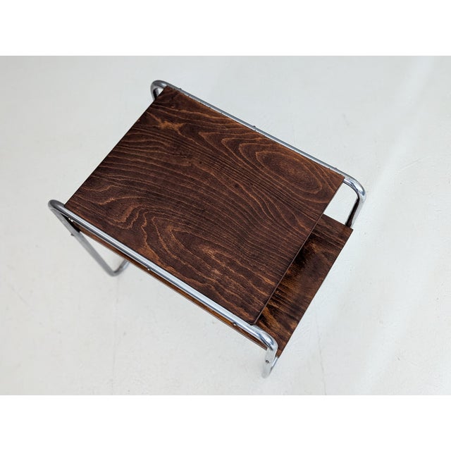 Brown Bauhaus Tubular Steel Side Table by Marcel Breuer for Slezak, 1930s For Sale - Image 8 of 15