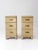 Vintage pair of late 1940s–1950s nightstands featuring softly rounded edges, a warm parchment-toned finish, and...