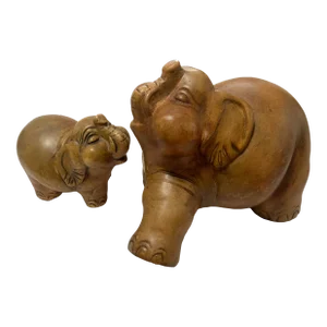 Mid-Century Sarreid Ceramic Elephant Sculpture a Pair