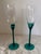 Teal Vintage Libbey Domaine Teal Green Petal Stem Tall Champagne Flutes - Pair 9.75” For Sale - Image 8 of 10