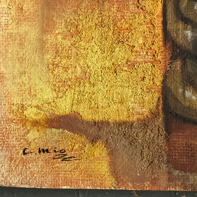 Original 18 x 21 textured painting on rough stretched canvas signed bottom left unframed