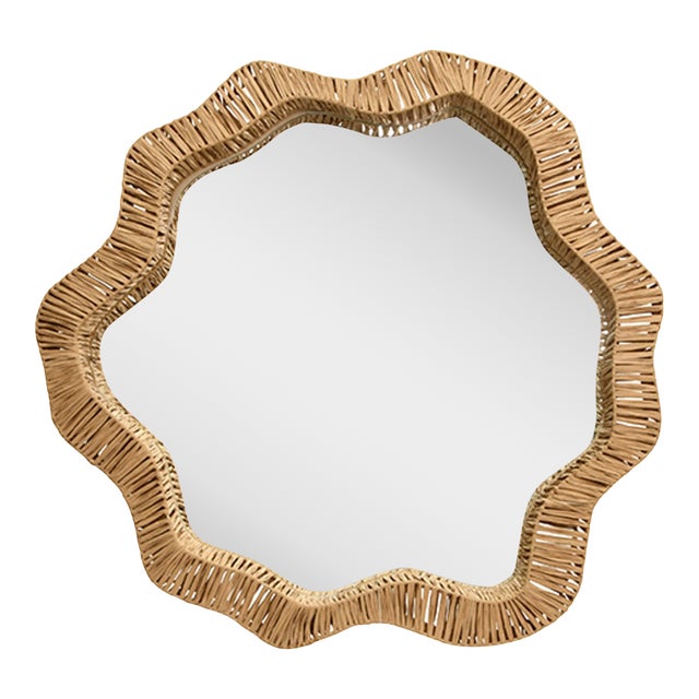 Matthew Izzo Home - Komodo Organic Shaped Natural Rattan Wall Mirror For Sale