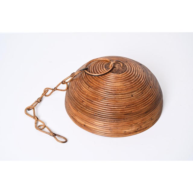 Mid-Century French Riviera Hanging Lamp in Bamboo and Rattan, 1960s For Sale - Image 12 of 18